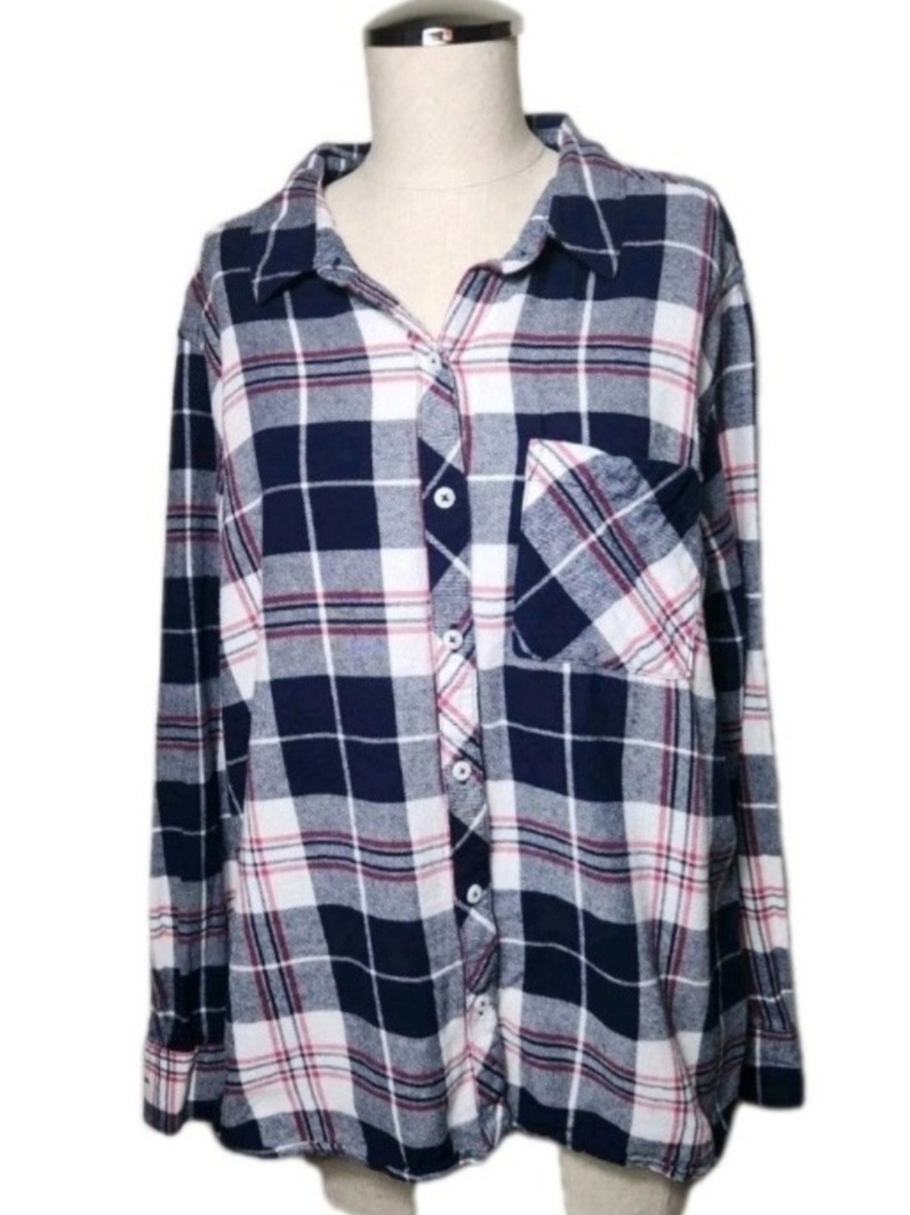 Woolrich Women's Cotton Western Long Sleeve Button Up Top Plaid Size XXL Pocket